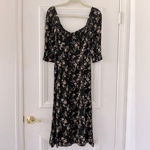 Reformation size 0 Scoop-neck 3/4 Sleeve High Slit Dress